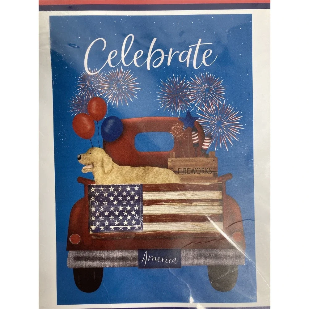 WinCraft Garden Flag Unisex OS Blue Celebrate 4th of July Golden Retriever Truck